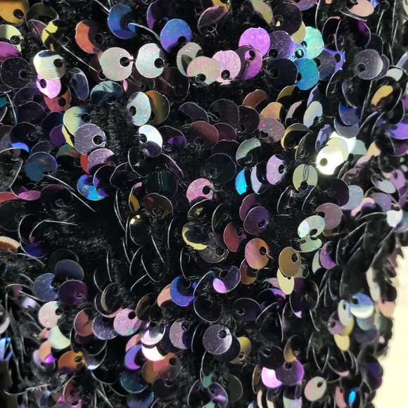 3020 Black Multi Stretch Sequin Platform 7" Heels Thigh High Boots - Picture 10 of 10